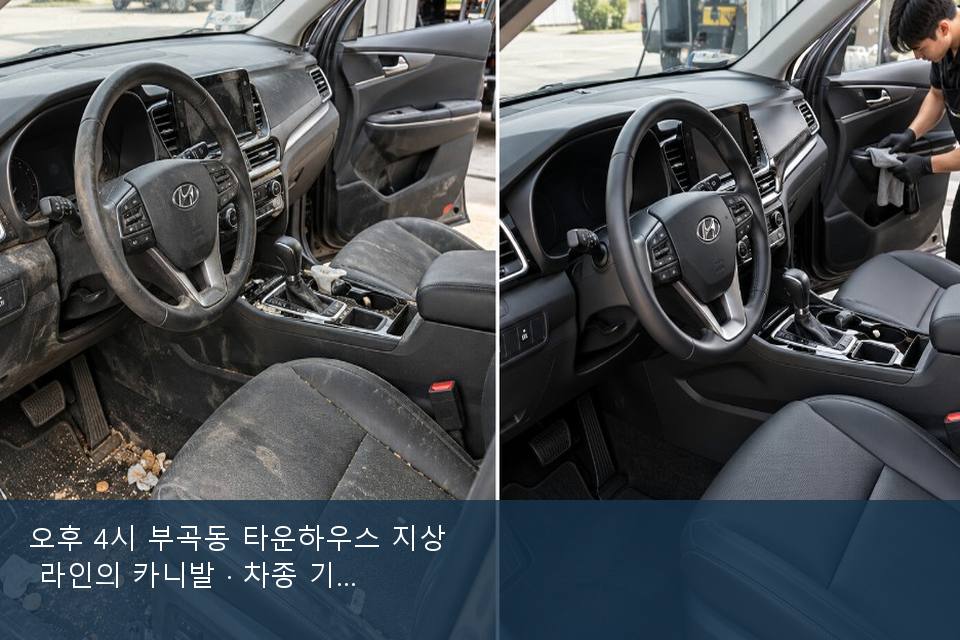 오후 4시 부곡동 타운하우스 지상 라인의 카니발 · 차종 기준 금액